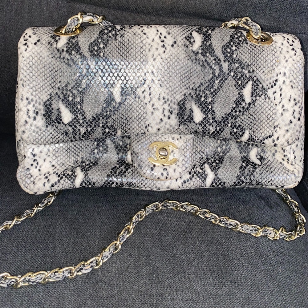 Chanel double flap python bag
